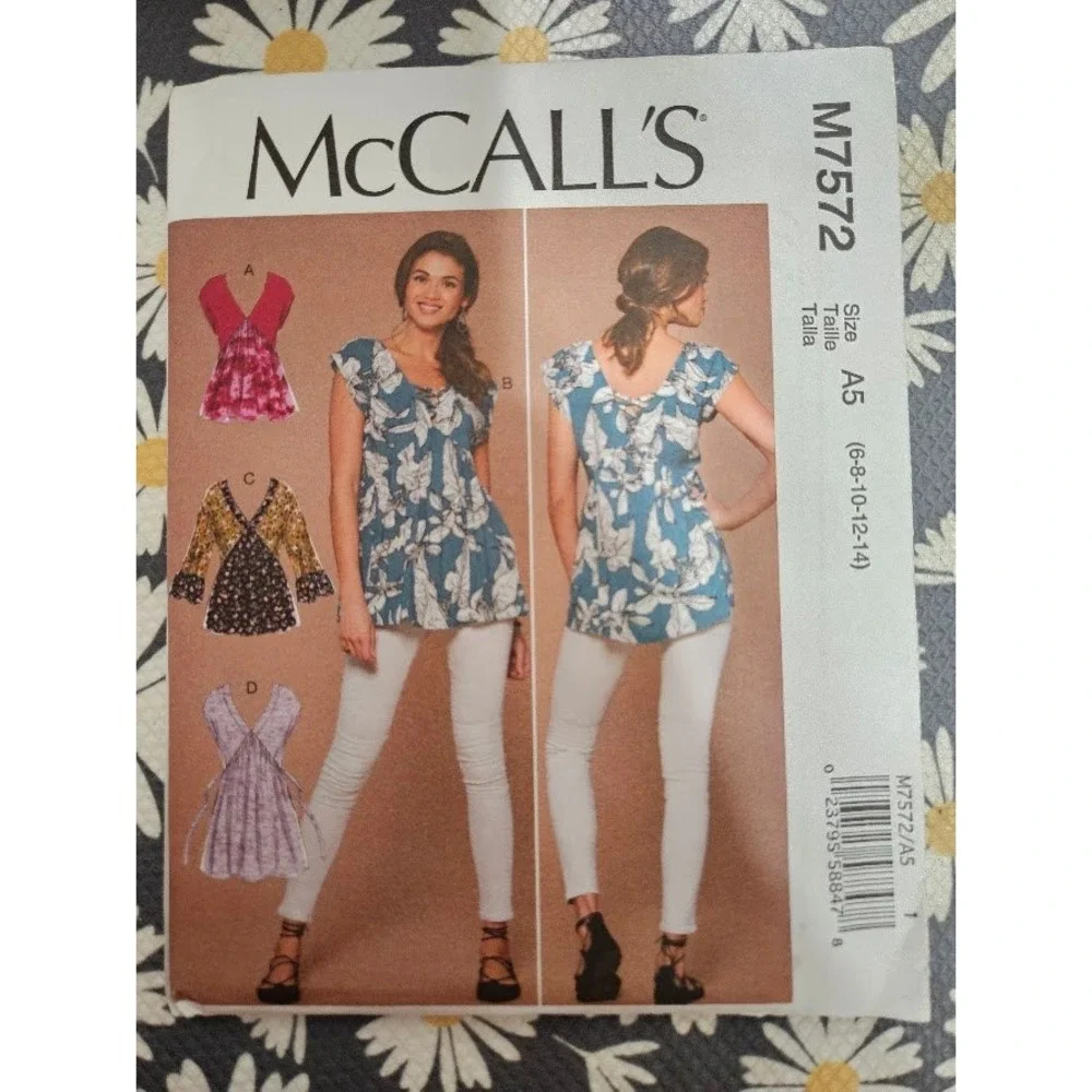 McCalls M7572 Misses Tops Sewing Pattern Scalloped Trim Sizes 6-14 Uncut
